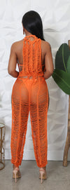 Orange knitted jumpsuit