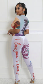 Mesh Graffiti Pants Set