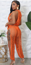 Orange knitted jumpsuit
