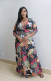 Floral Mid Sleeve Maxi Dress