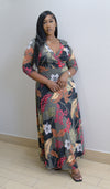 Floral Mid Sleeve Maxi Dress
