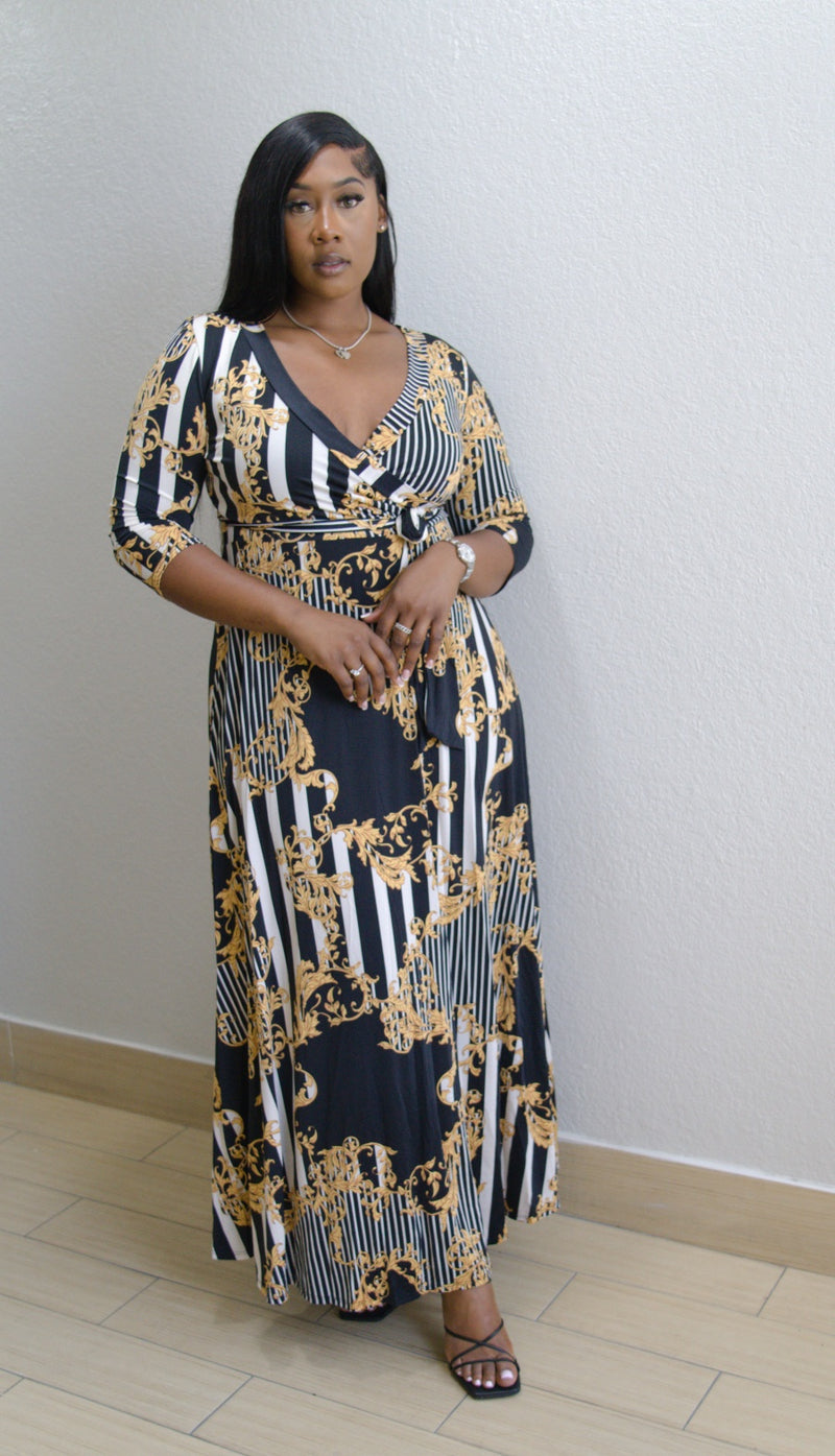 Royal Mid Sleeve Maxi Dress