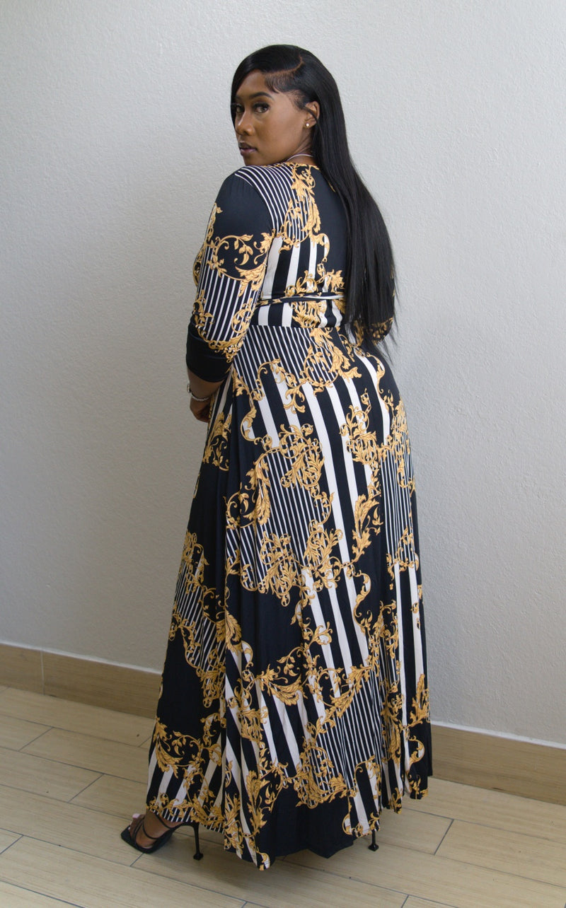 Royal Mid Sleeve Maxi Dress