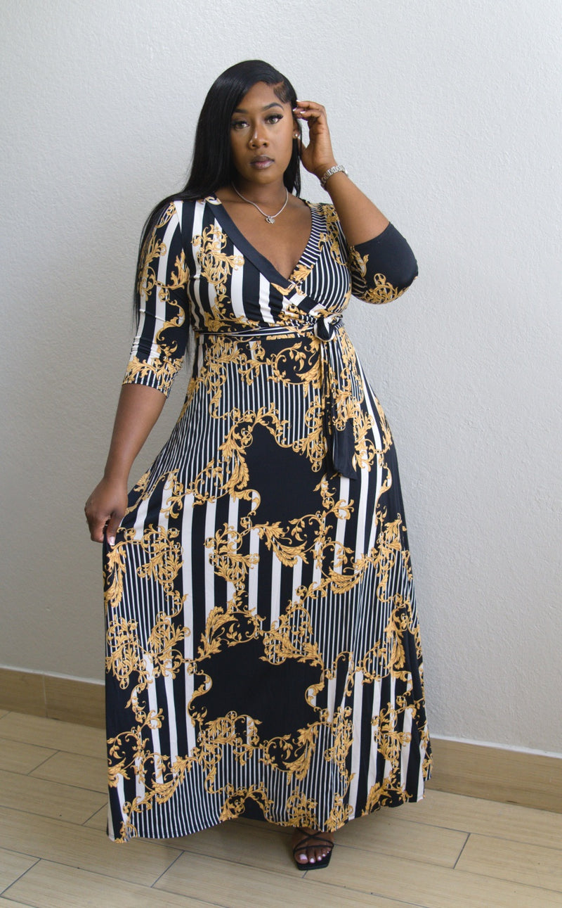 Royal Mid Sleeve Maxi Dress