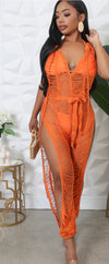 Orange knitted jumpsuit