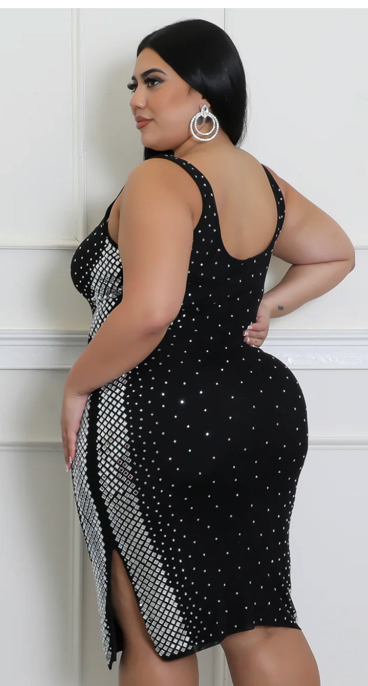 Plus Rhinestones Dress