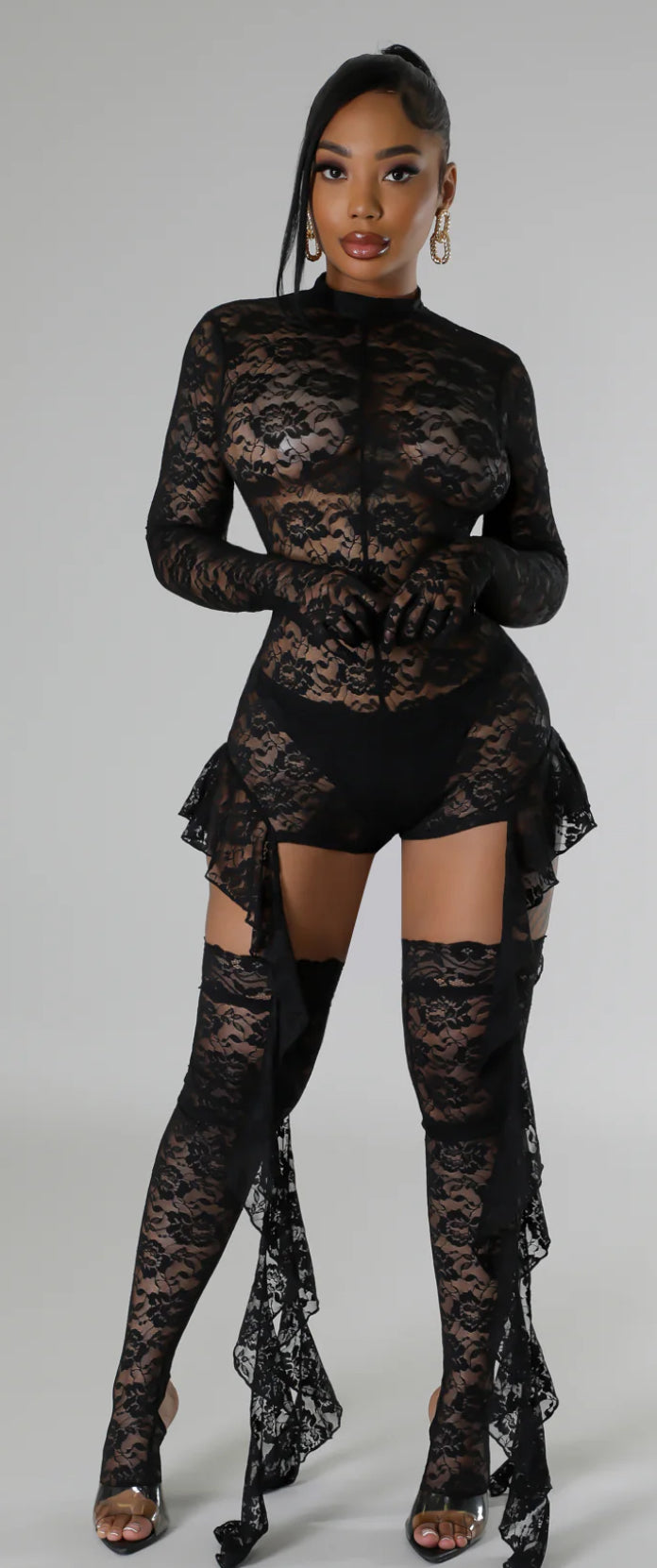 Lace Romper with lace boots