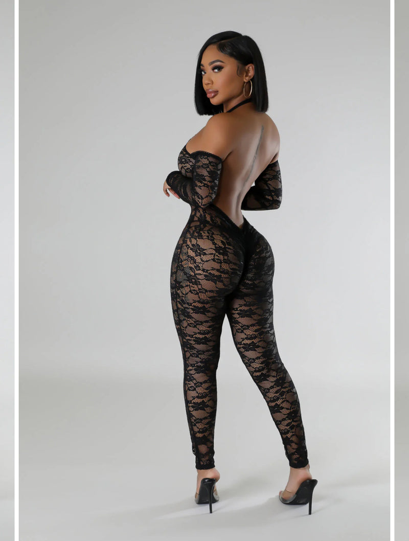 Lace jumpsuit with wrap