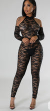 Lace jumpsuit with wrap