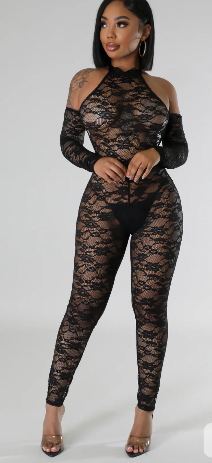 Lace jumpsuit with wrap