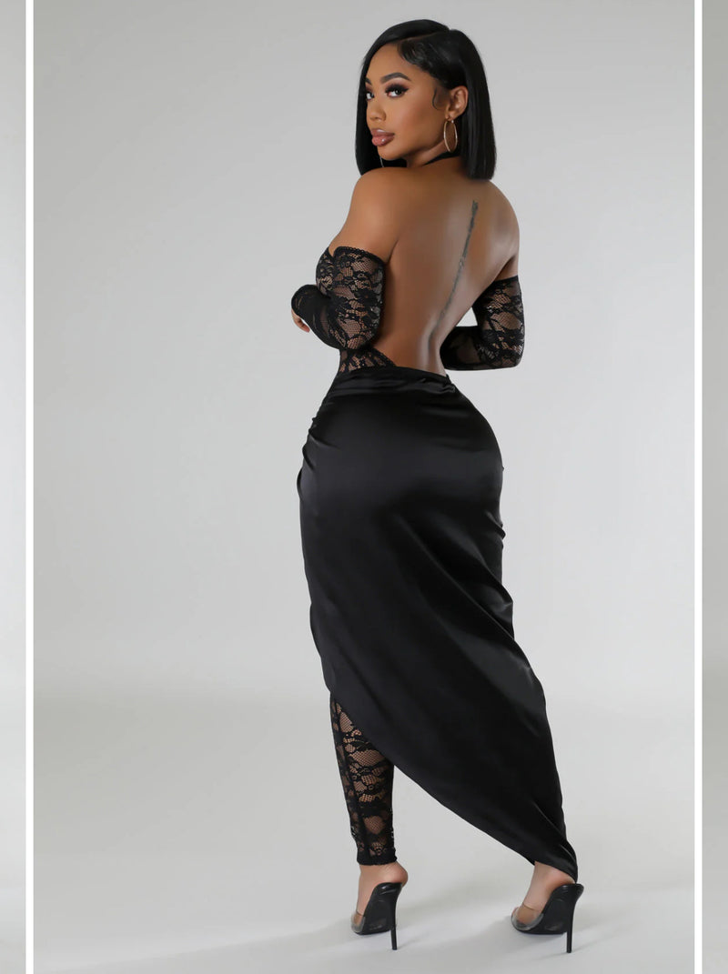 Lace jumpsuit with wrap