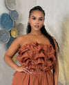 Brown 2Piece Ruffle Pants Set