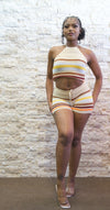 Knitted Halter Top Short Set