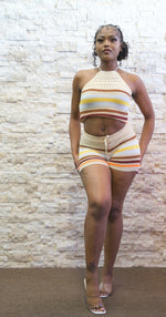 Knitted Halter Top Short Set