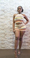 Knitted Halter Top Short Set