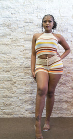 Knitted Halter Top Short Set