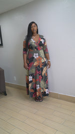 Floral Mid Sleeve Maxi Dress