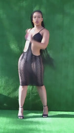 Brown Netted Back Out Dress